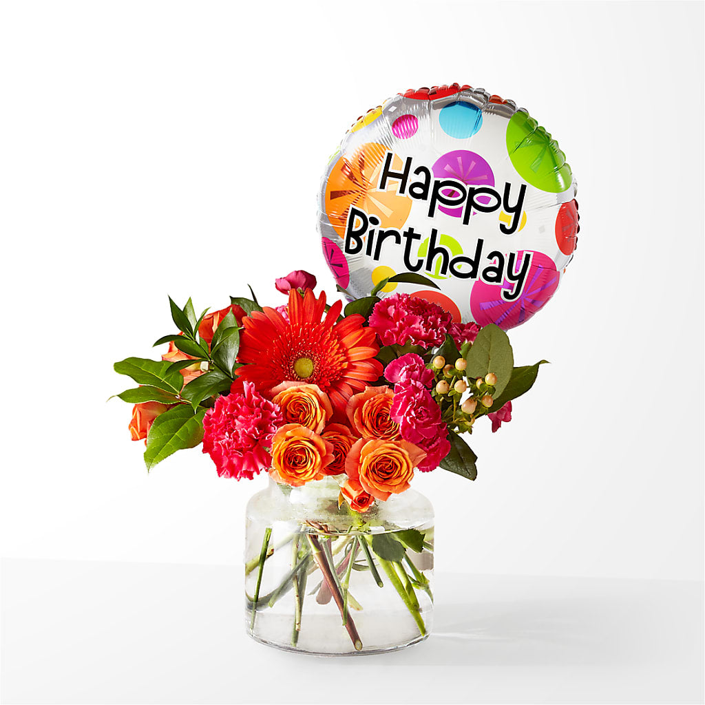 Fiesta Bouquet with Birthday Balloon – Jy Floristeria, Trenton NJ
