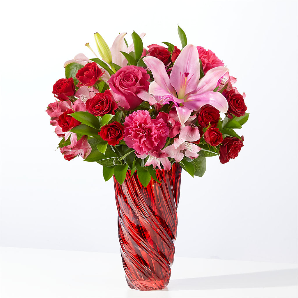 In Love Bouquet with Luxe Swirl Vase – Jy Floristeria, Trenton NJ