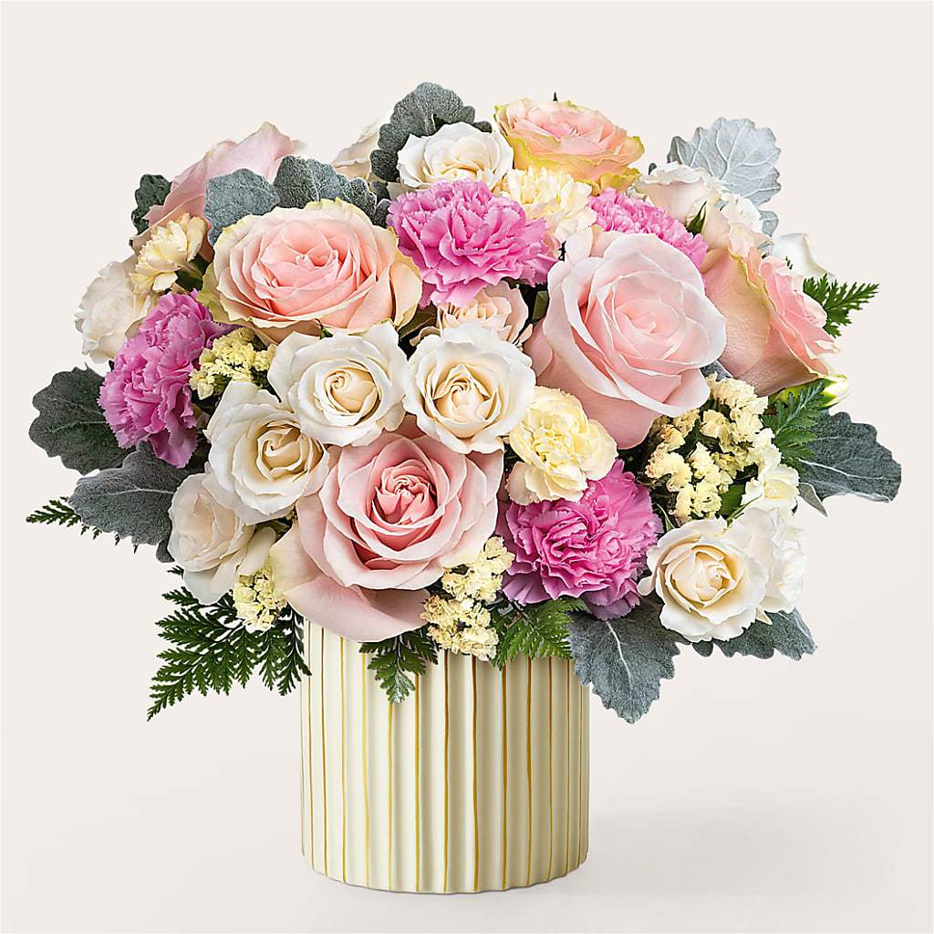 Blissful Moments Bouquet with Ivory Vase – Jy Floristeria, Trenton NJ