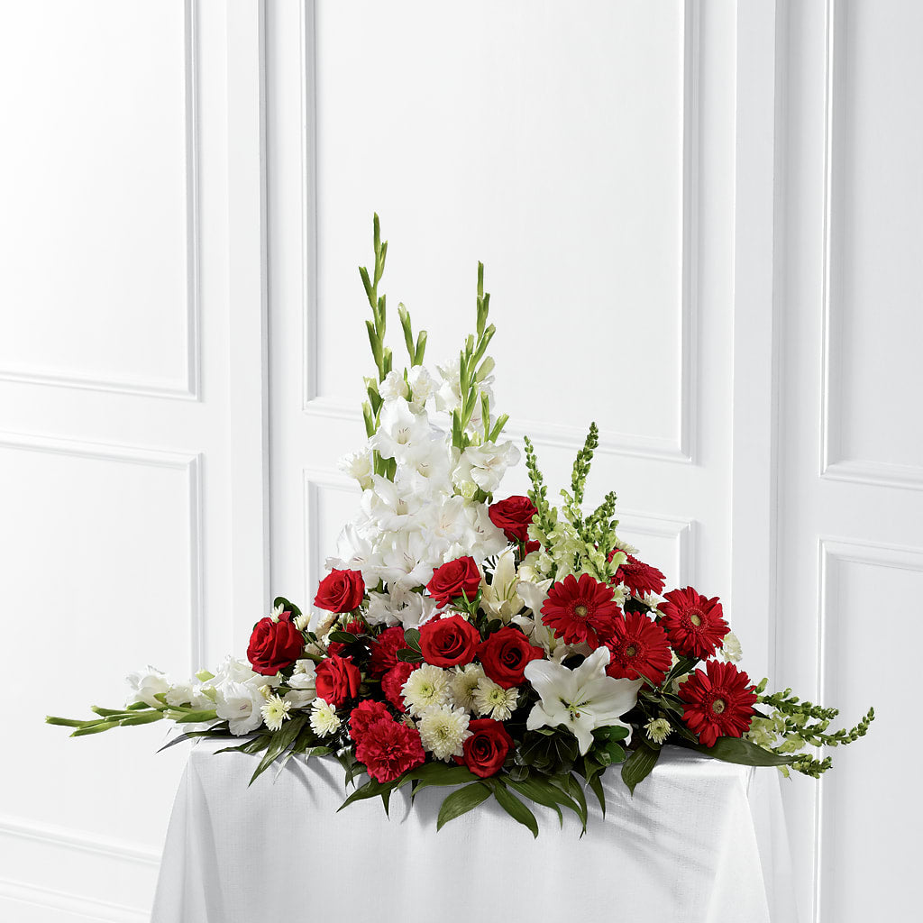 Crimson & White Arrangement – Jy Floristeria, Trenton NJ