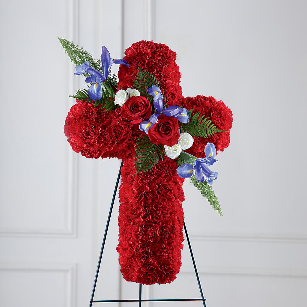 Faithful Hero Floral Cross – Jy Floristeria, Trenton NJ