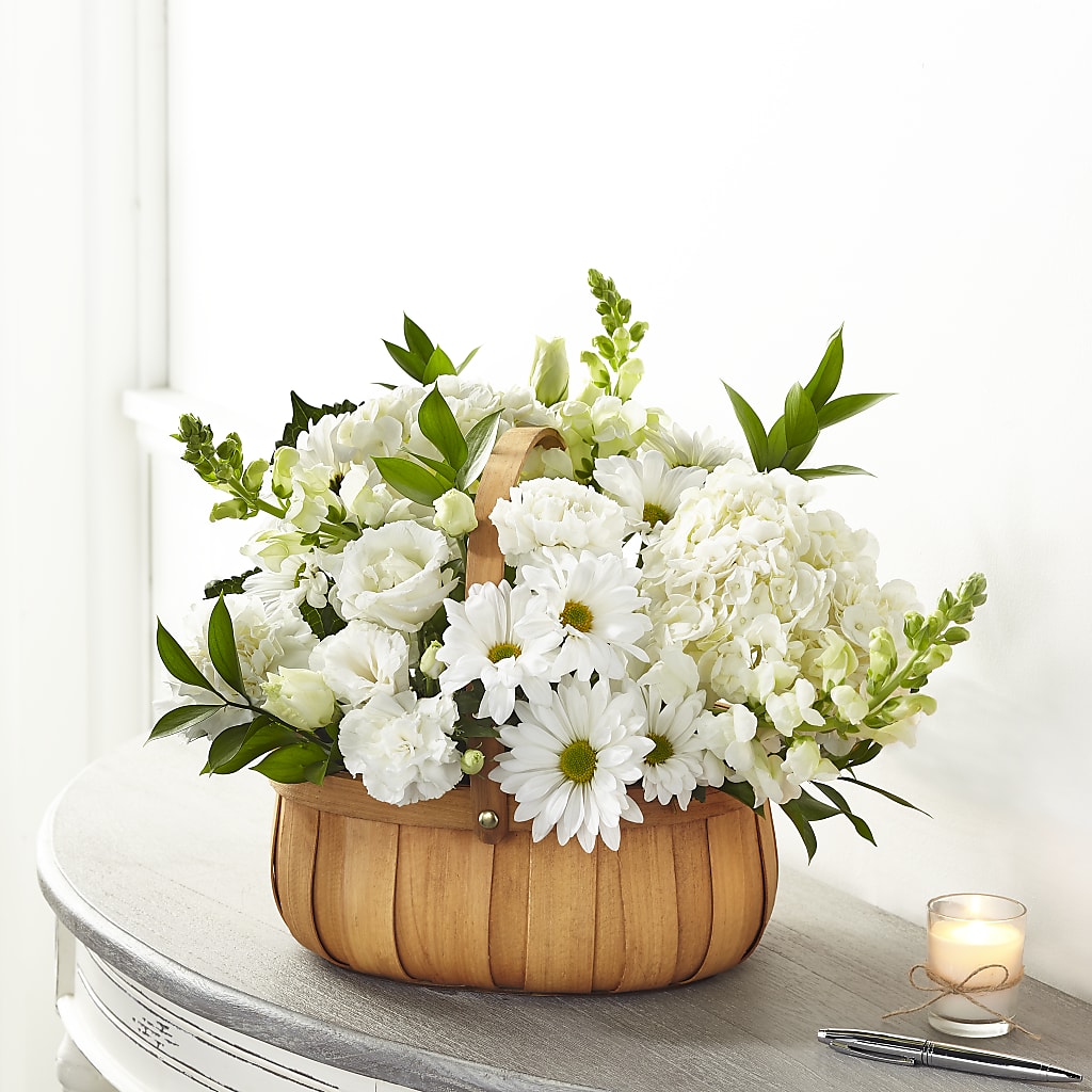 Pure Ivory Basket – Jy Floristeria, Trenton NJ