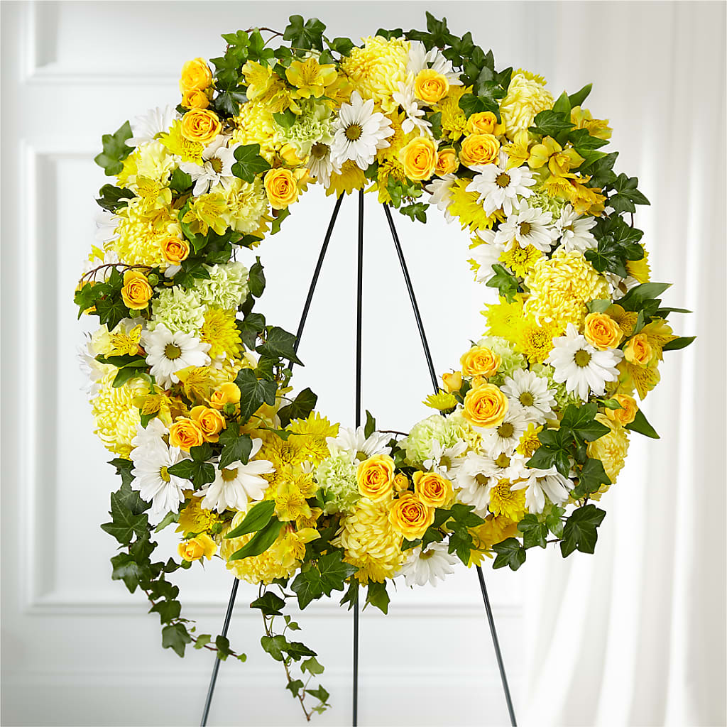 Golden Remembrance Wreath – Jy Floristeria, Trenton NJ