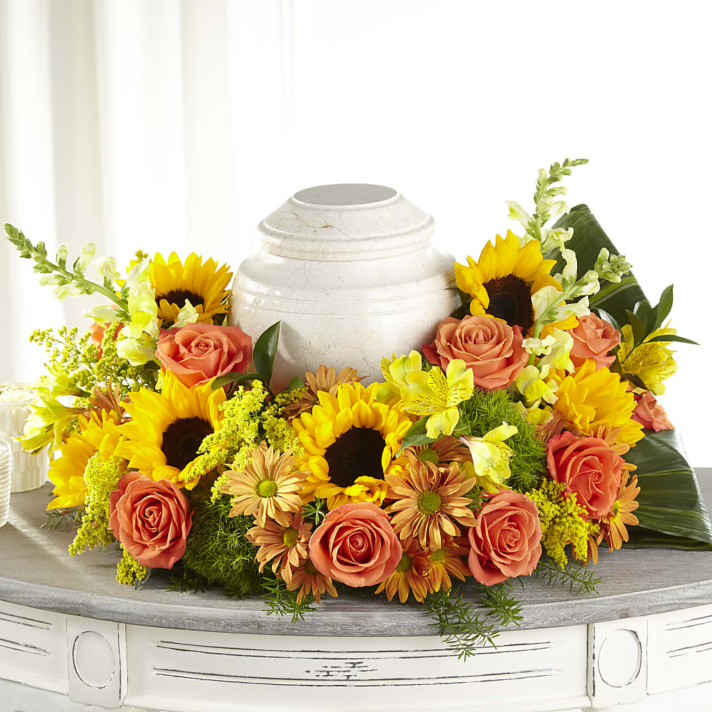 Faithful Sunflower Cremation Adornment – Jy Floristeria, Trenton NJ