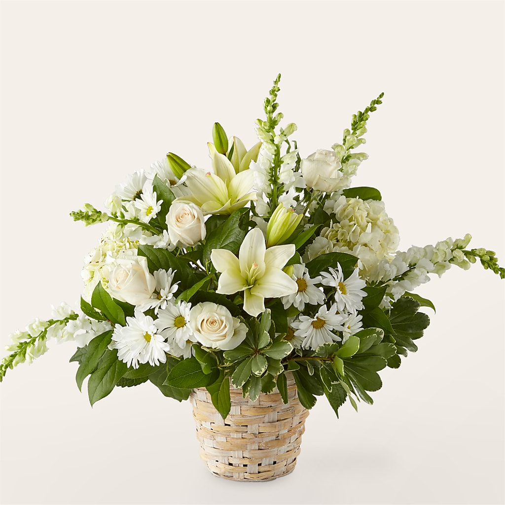 Ivory Elegance Floral Basket – Jy Floristeria, Trenton NJ