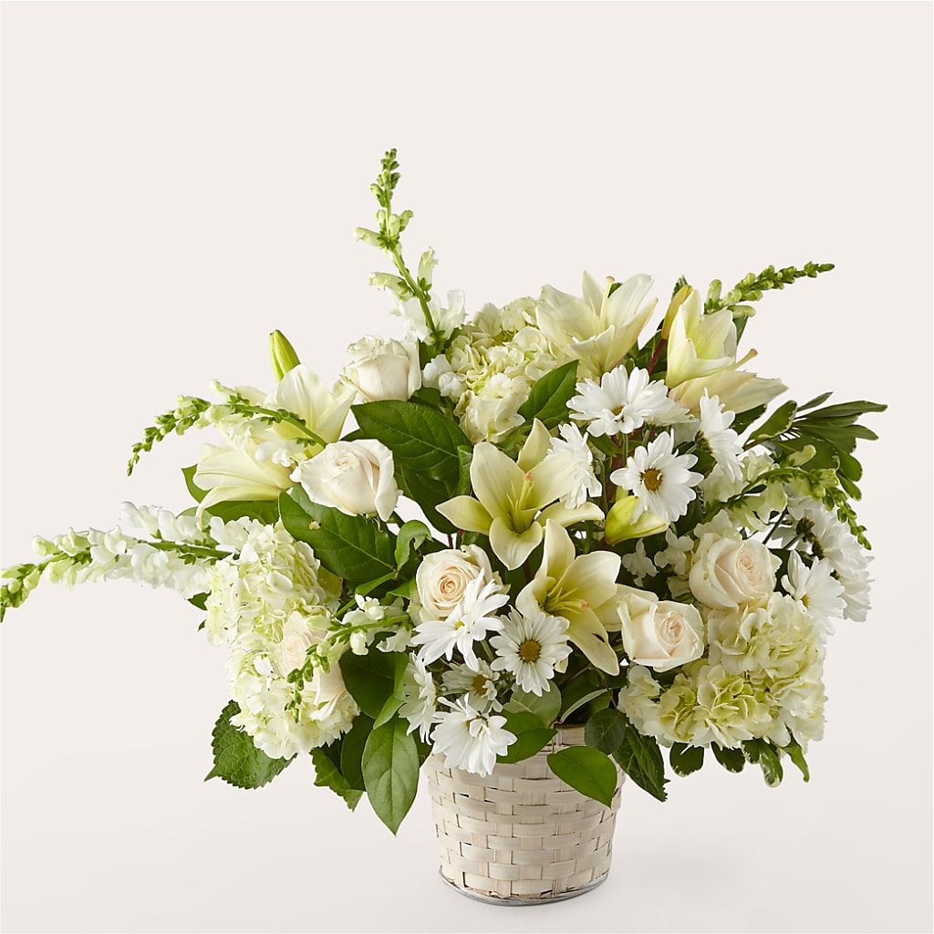 Ivory Elegance Floral Basket – Jy Floristeria, Trenton NJ