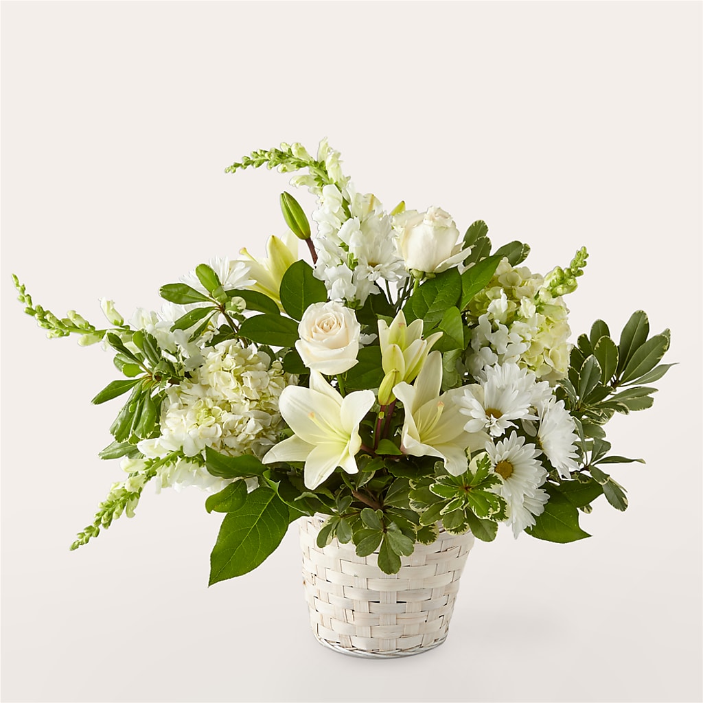 Ivory Elegance Floral Basket – Jy Floristeria, Trenton NJ