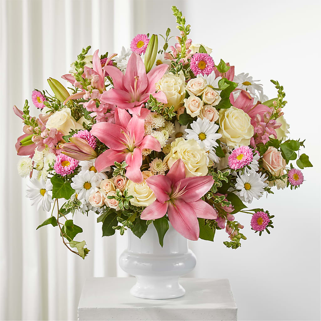 Empathetic Blooms Urn Arrangement – Jy Floristeria, Trenton NJ