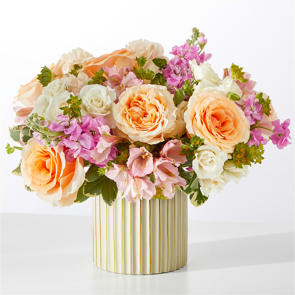Paradise Bouquet with Ivory Vase – Jy Floristeria, Trenton NJ