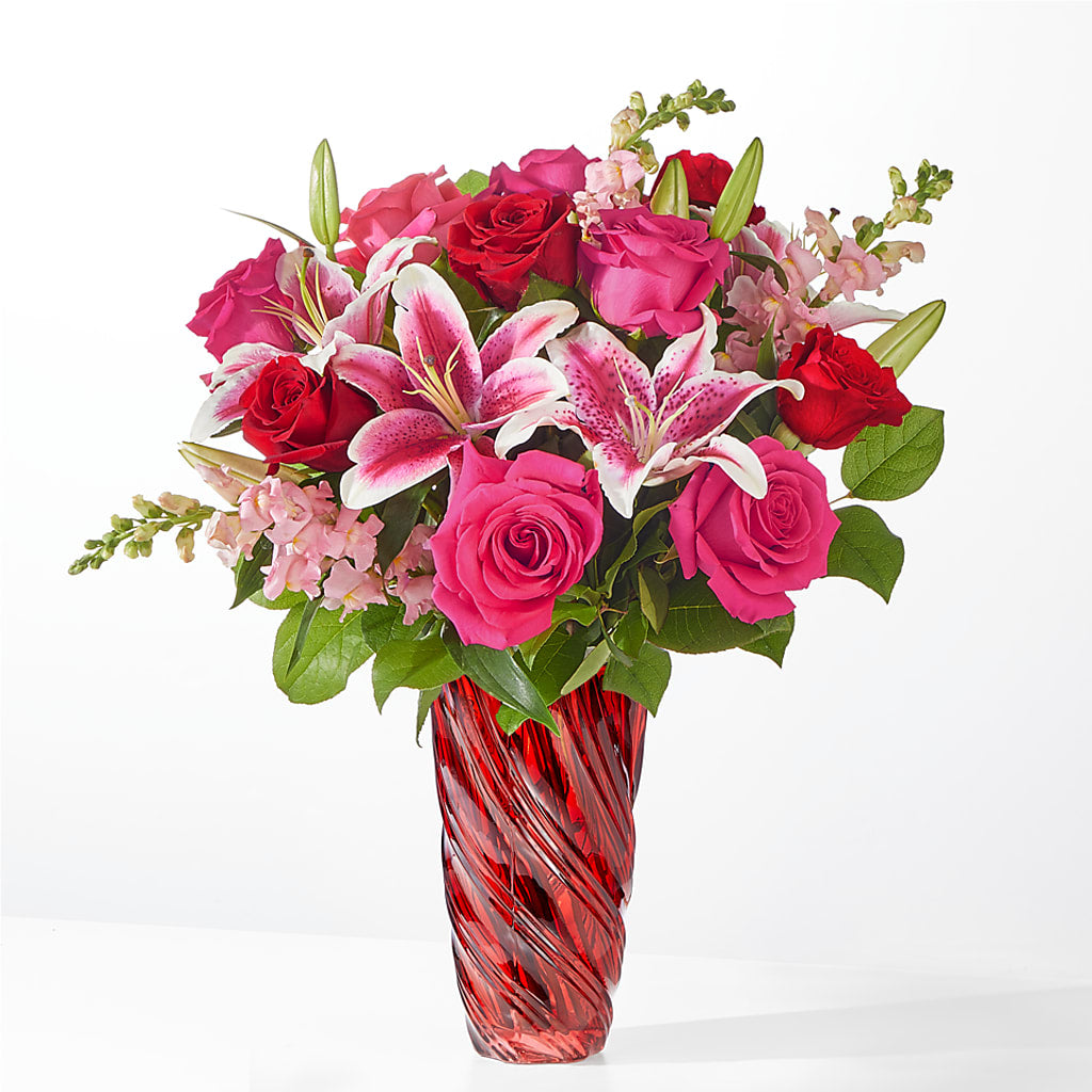 Always You Bouquet with Luxe Swirl Vase – Jy Floristeria, Trenton NJ