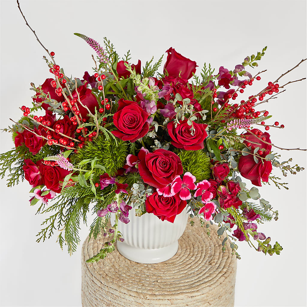 Big Red Bow Bouquet –  Jy Floristeria, Trenton NJ