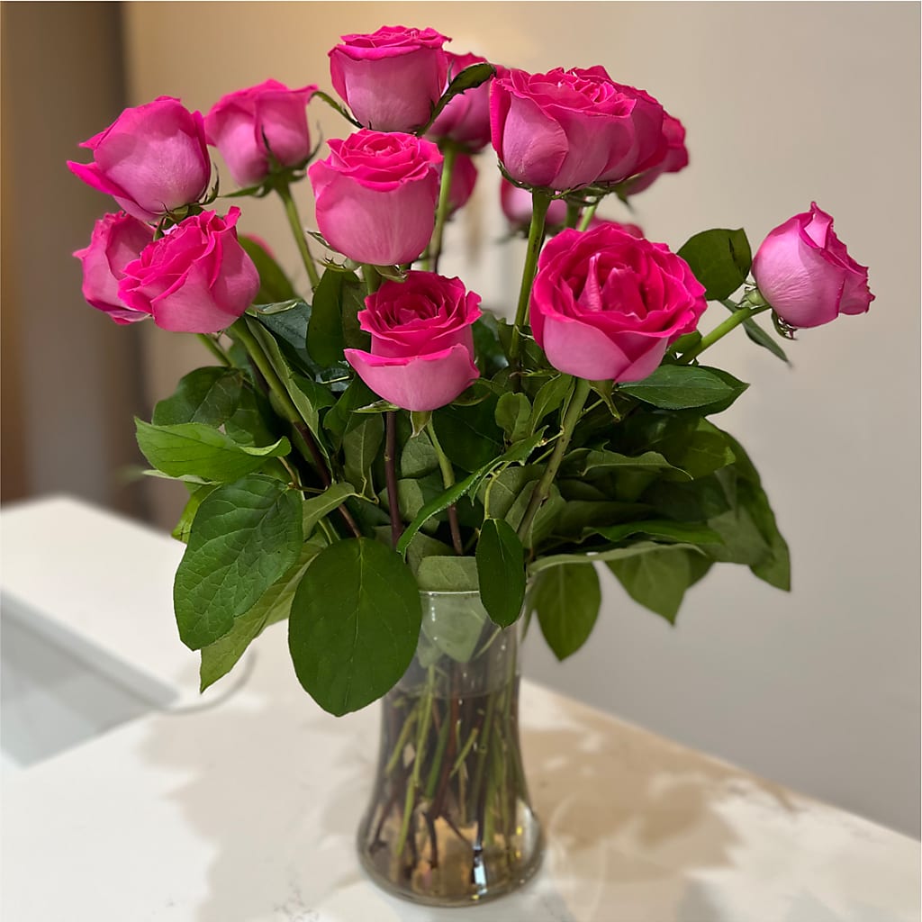 Long Stem Pink Rose Bouquet –  Jy Floristeria, Trenton NJ