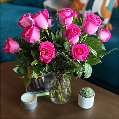 Long Stem Pink Rose Bouquet –  Jy Floristeria, Trenton NJ