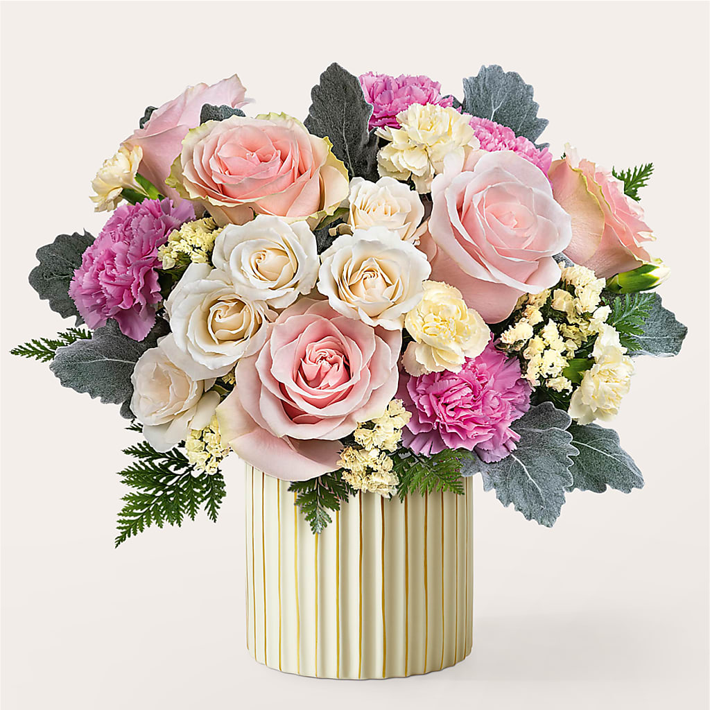 Blissful Moments Bouquet with Ivory Vase –  Jy Floristeria, Trenton NJ