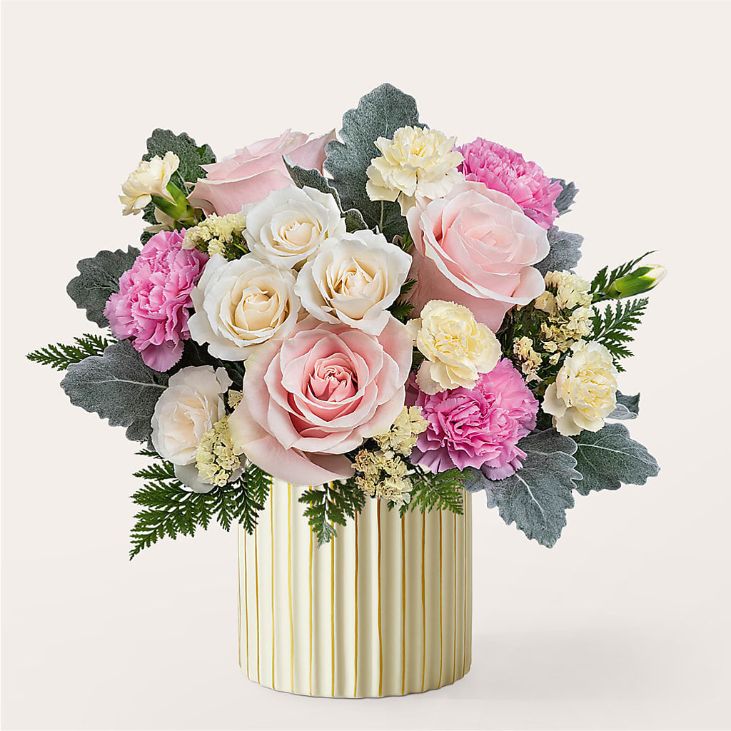 Blissful Moments Bouquet with Ivory Vase –  Jy Floristeria, Trenton NJ