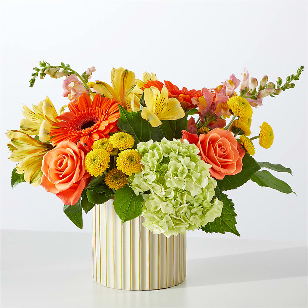 Autumn Sunshine Bouquet with Ivory Vase –  Jy Floristeria, Trenton NJ