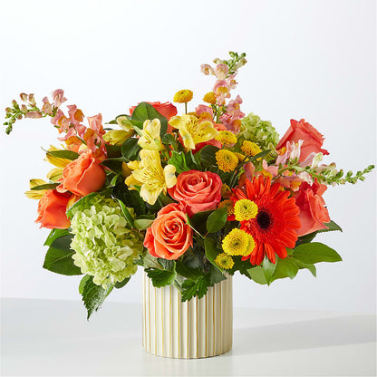 Autumn Sunshine Bouquet with Ivory Vase –  Jy Floristeria, Trenton NJ