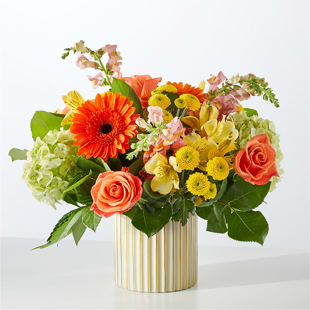 Autumn Sunshine Bouquet with Ivory Vase –  Jy Floristeria, Trenton NJ