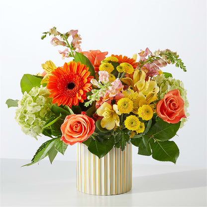Autumn Sunshine Bouquet with Ivory Vase –  Jy Floristeria, Trenton NJ