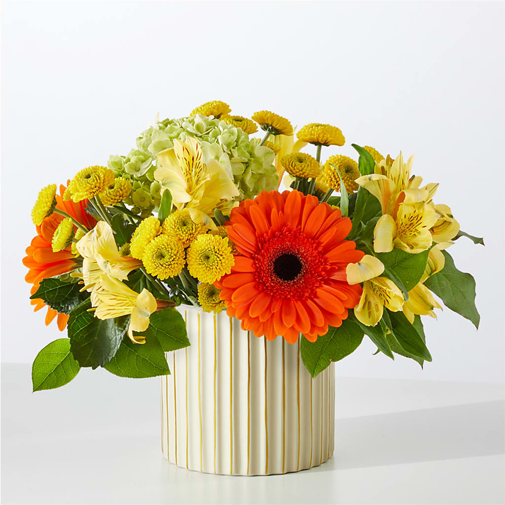 Autumn Sunshine Bouquet with Ivory Vase –  Jy Floristeria, Trenton NJ