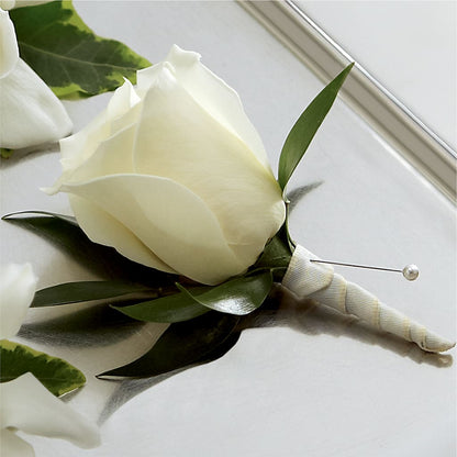 White Rose Boutonniere –  Jy Floristeria, Trenton NJ
